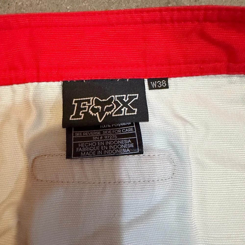 Fox Racing Board Shorts Mens 38 Gray Red Striped Cargo Motocross Swim Trunks